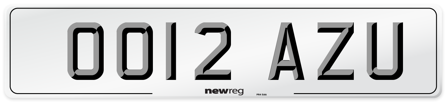 OO12 AZU Number Plate from New Reg
